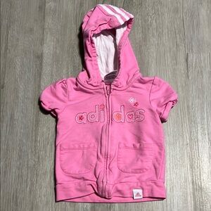 Adidas Pink Hooded Sweatshirt with Short Sleeves